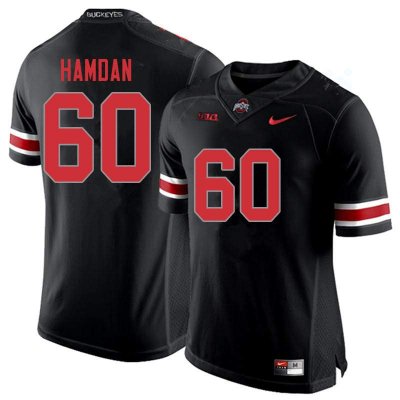 NCAA Ohio State Buckeyes Men's #60 Zaid Hamdan Blackout Nike Football College Jersey MXP1045MT